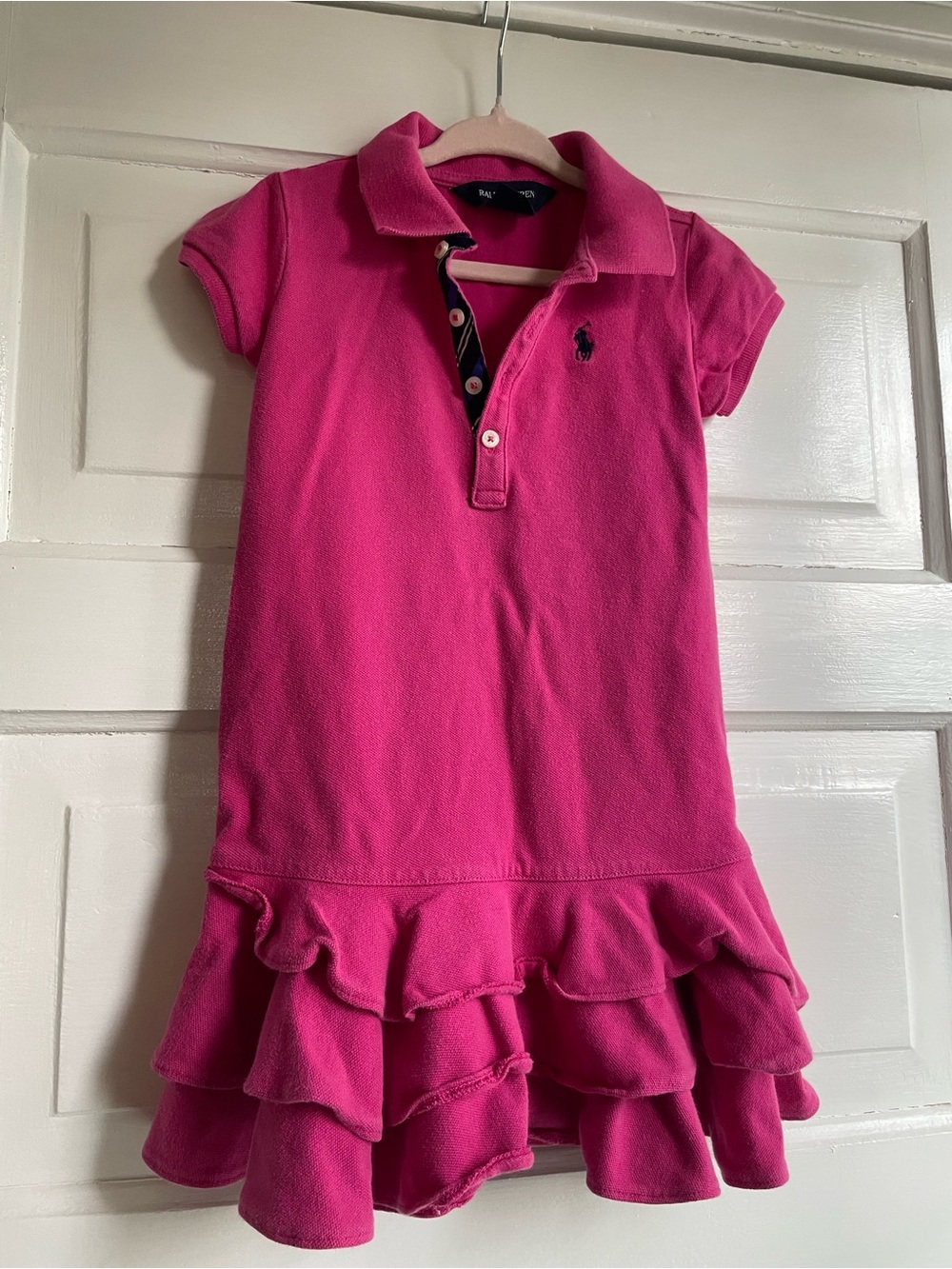 Ralph Lauren Pink Ruffled Polo Short Sleeve Dress Toddler Girls Size 3T